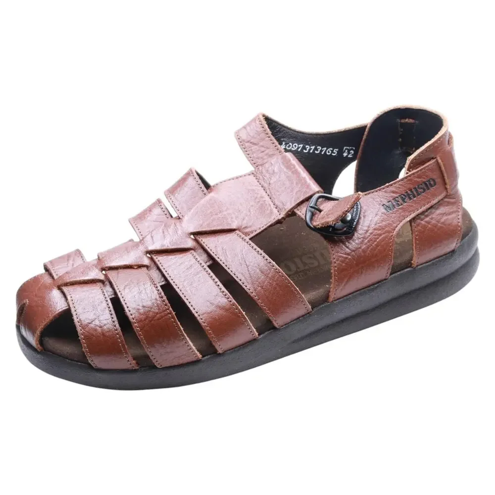 MEPHISTO MEN'S SAM SANDALS TAN GRAIN LEATHER 7 M US